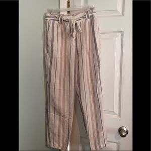 Express stripped high-waisted ankle pant.